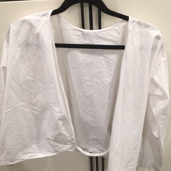 2 set Uniqlo white purple/blue tie side blouse blouses xs - Picture 7 of 8